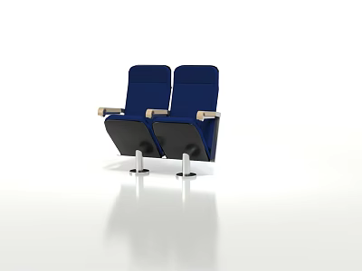 Two Blue Single Seater Sofas With Armrests Black Base And White Supporting Legs 3d model