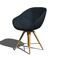 Modern Accent Chair with Dark Blue Fabric Curved Back and Golden Legs for Living Room