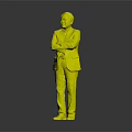 A Man in Dark Suit Standing with Arms Crossed Against Gray Gradient Background
