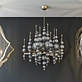 Modern Unique-shaped Chandeliers Design With Metal Frames Crystal Beads And Geometric Spherical Shapes
