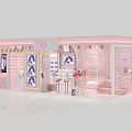 Luxury Pink Cosmetics Specialty Store Interior With Display Counters Mirrors And Seating