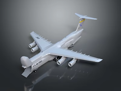 Large Passenger Airplane With Four Engines Tail Fin And Shiny Exterior Design 3d model