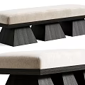 Modern Sofa Bench With Light Beige Upholstery And Black Angular Wooden Base 3d model