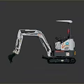 White Compact Tracked Excavator Featuring Cab Canopy And Black Tracks For Construction 3d model