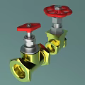 Industrial Brass Valves With Red Handles And Mechanical Structure Design