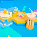 Futuristic Sci-Fi Scene With Colorful Geometric Structures Hexagonal Platforms And Rainbow Accents 3d model