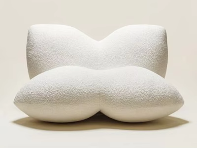 White Modern Single Sofa With Unique Soft Cushioned Double Curved Design 3d model