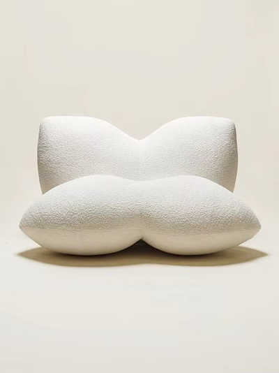 White Modern Single Sofa With Unique Soft Cushioned Double Curved Design 3d model