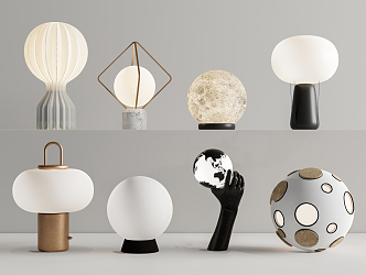 Table lamp spherical table lamp combination 3d model