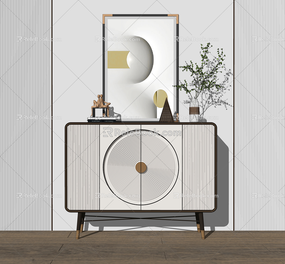 Light Luxury Entrance Cabinet 3d model