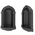 Black Carved Wall Shelves with Arched Top and Column Design