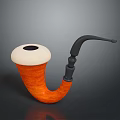 Classic Handcrafted Tobacco Pipe With Orange Wooden Bowl White Mouthpiece and Black Stem