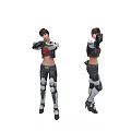 Woman in Futuristic Tactical Combat Outfit Holding Weapon in Different Poses