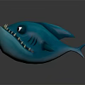 Blue Shark Doll with Cartoon Style Big Eyes Sharp Teeth and Cute Design
