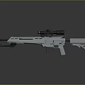 White Sniper Rifle With Scope And Metallic Finish On Grey Gradient Background With Reflection 3d model