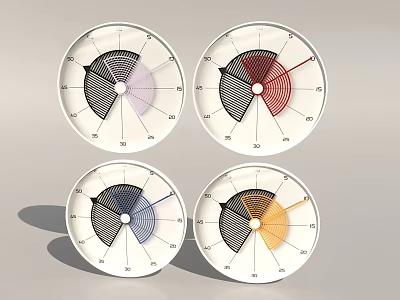 Modern Round Geometric Wall Decor with Colorful Patterns Set of Four 3d model