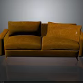 Modern Orange Two Seater Sofa With Soft Textured Upholstery And Sleek Legs