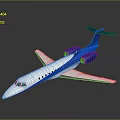Blue And White Airplane Model With Two Blue Engines White Wings And Gray Background