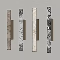 Modern Minimalist Slim Rectangular Wall Lamps with Marble Texture Illuminated in Neutral Tones on Wall 3d model