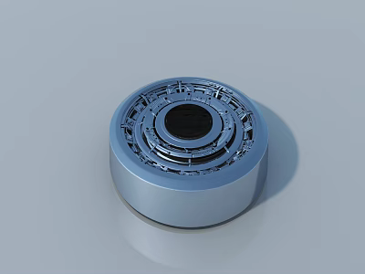 Silver Circular Swing Door Bearing With Mechanical Structure And Black Center 3d model