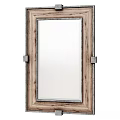 Rustic Wooden Frame Mirror with Metal Accents for Wall Decor in Home Interiors