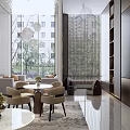 Modern sales office reception area 3d model