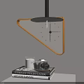 Triangle Orange Frame Wall Clock With White Dial Black Hands Over Stack Of Books Camera 3d model