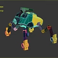 Yellow And Blue Mechanical Creature With Multi Legged Structure And Weapon Like Design 3d model