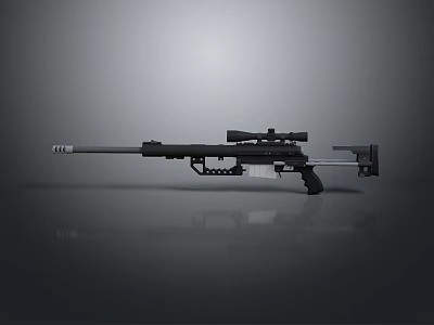Black Modern Sniper Rifle With Tactical Scope And Long Barrel Design 3d model