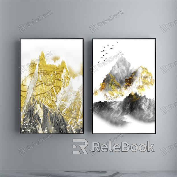 Modern abstract painting gold and silver living room abstract water decorative painting model