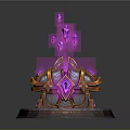 Mystic Glowing Device With Floating Purple Crystals And Orange Silver Base