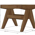 Wooden Stool With Square Seat And Woven Texture Crossed Legs Design