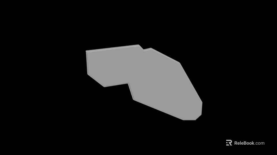 Abstract Irregular Gray Polygon Shape on Black Background Minimalist Design 3d model 