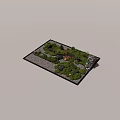 Microtopography Landscape Design With Green Plants Stones And Decorative Elements 3d model