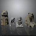 Decorative Animal Statues Display With Bear Elephant Lion And Stone Craft Details