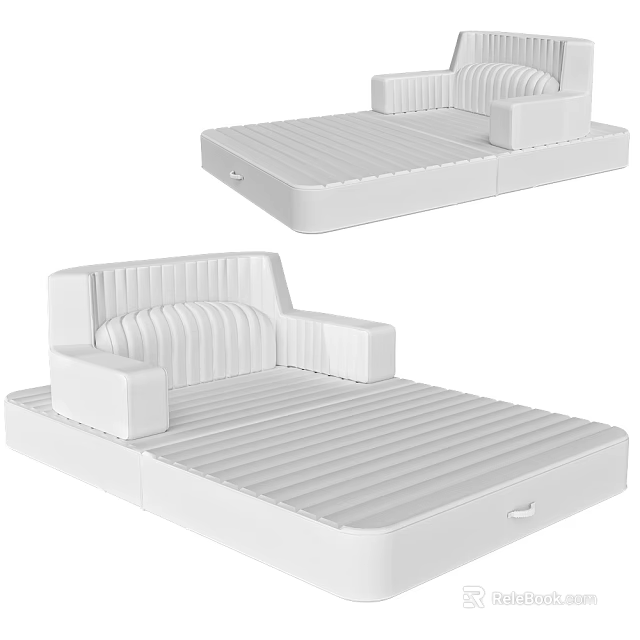 Modern White Sofa Bed Design With Comfortable Backrest And Armrests 3d model 