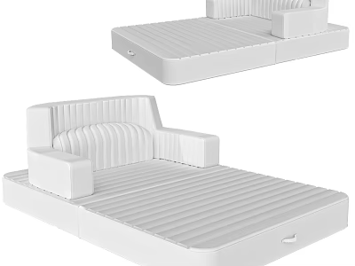 Modern White Sofa Bed Design With Comfortable Backrest And Armrests 3d model