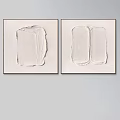 Abstract White Textured Painting On Canvas With Thick Brushstrokes And Frame