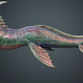 Fantasy 3D Mythical Creature Model With Teal Blue Body Winged Fins And Long Tail