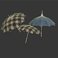 Fashionable Plaid and Blue Patterned Umbrellas as Essential Daily Life Supplies