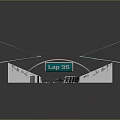 Modern Transportation Hub 3D Structure With Yellow Marked Areas Blue Signs White Pillars And Tracks