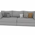 Gray Fabric Two Seater Sofa With White Orange And Geometric Pattern Pillows 3d model