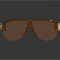 Stylish Sunglasses With Black Frame Orange Lens And Gold Decorative Accents
