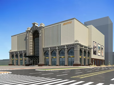 Modern Classic Commercial Complex Architectural Design With Grand Arches Columns And Glass Windows 3d model