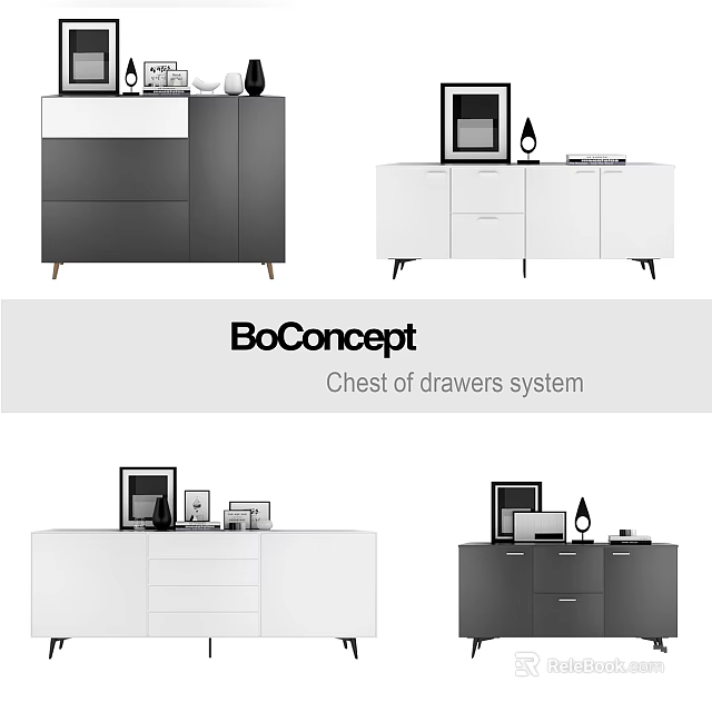 BoConcept Chest of Drawers System Featuring Modern Design And Black White Color Options 3d model 