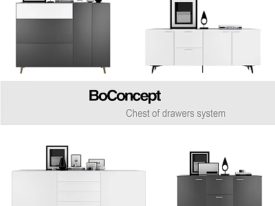 BoConcept Chest of Drawers System Featuring Modern Design And Black White Color Options 3d model