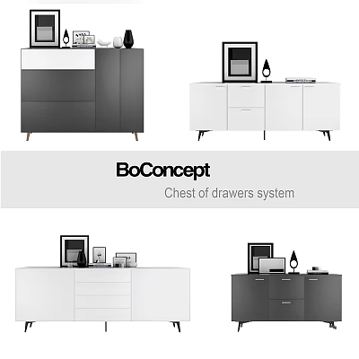 BoConcept Chest of Drawers System Featuring Modern Design And Black White Color Options 3d model