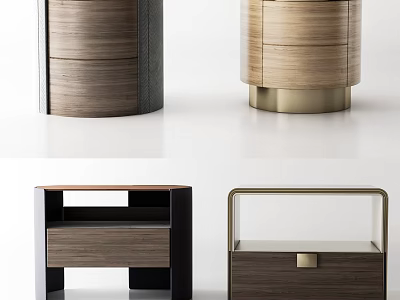 Modern Bedside Tables With Wooden Drawer And Metal Base Design Styles 3d model