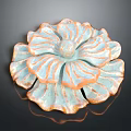 Turquoise and Orange Carved Flower Decorative Piece with Intricate Petals
