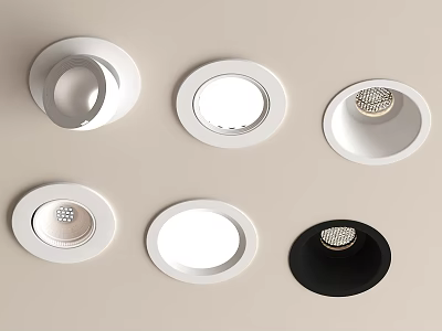 Modern Recessed Downlights and Spotlights with Various White Black Styles Design 3d model
